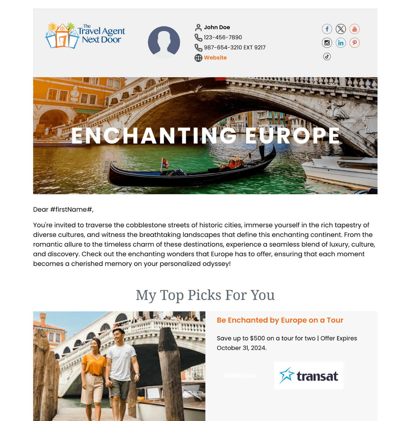 Email campaign example